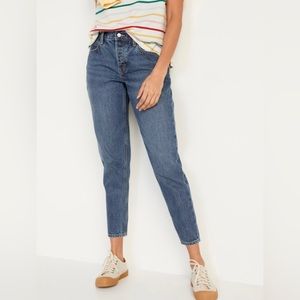 Old navy Mid-Rise Button-Fly Slouchy Taper Non-Stretch Ankle Jeans for Women